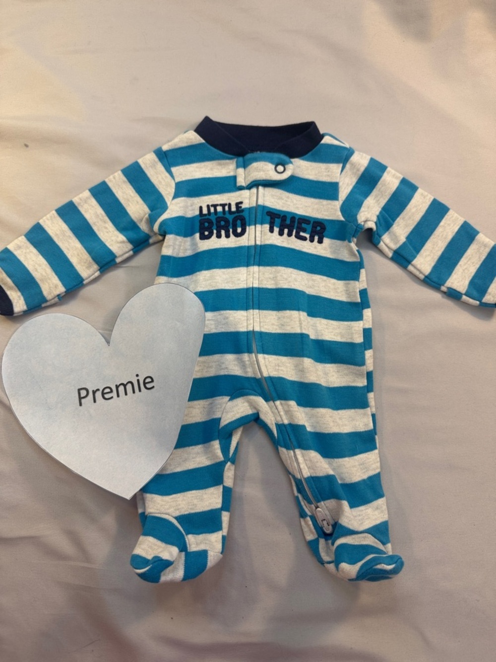 Carter's Blue & White Striped 'Little Brother' Footed Pajamas